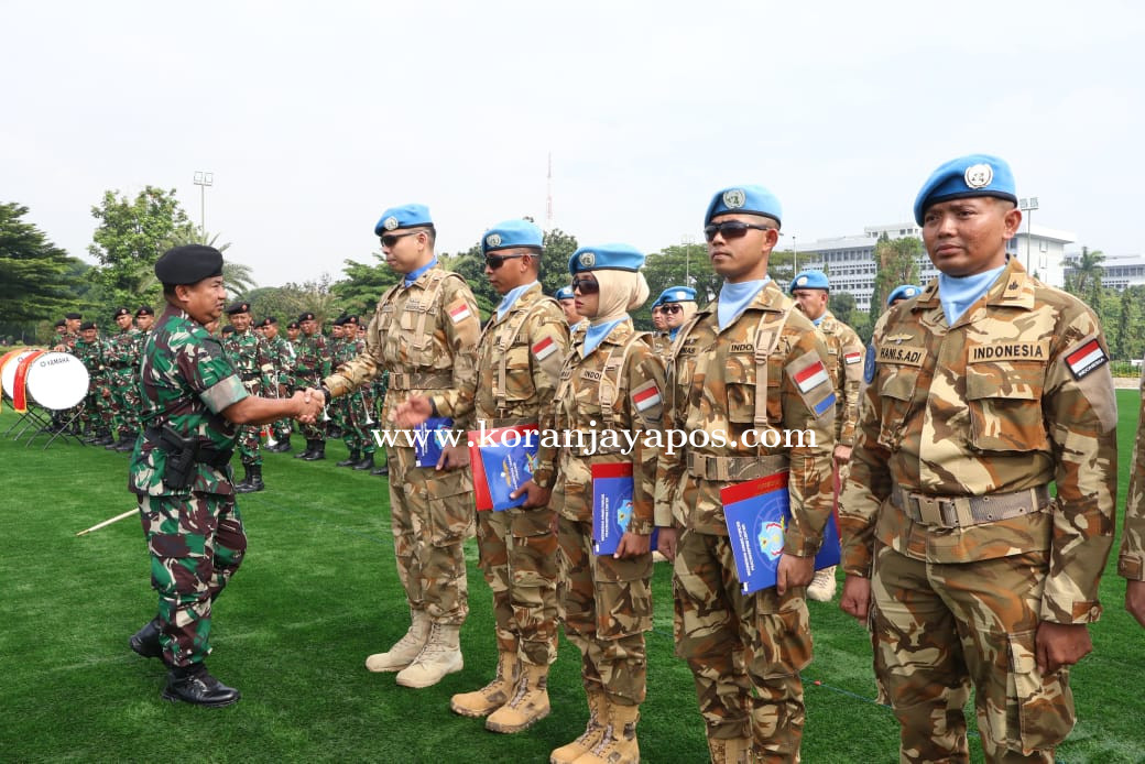Komandan PMPP TNI Pimpin Upacara Penyambutan Satgas MTF TNI KONGA XXVIII-O/UNIFIL di Mabes TNI