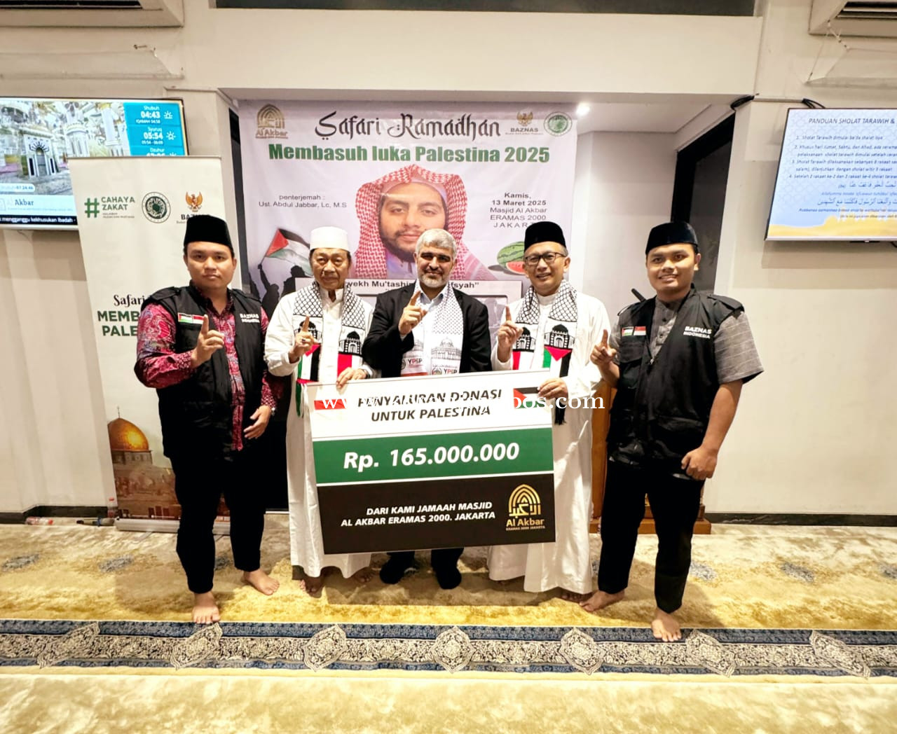 Jamaah Masjid Al Akbar Eramas 2000 Jakarta, Salurkan Donasi Rp 165 Juta untuk Palestina Melalui Program Safari Ramadhan