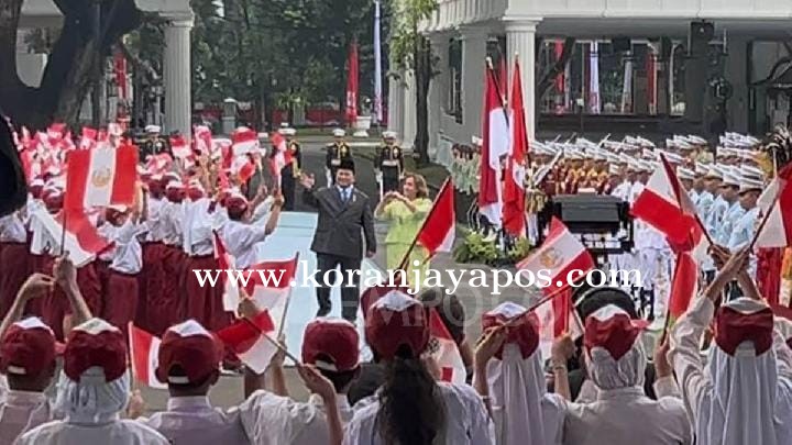 Presiden Prabowo Menerima Kunjungan Presiden Peru Dina Boluarte Di Istana Merdeka
